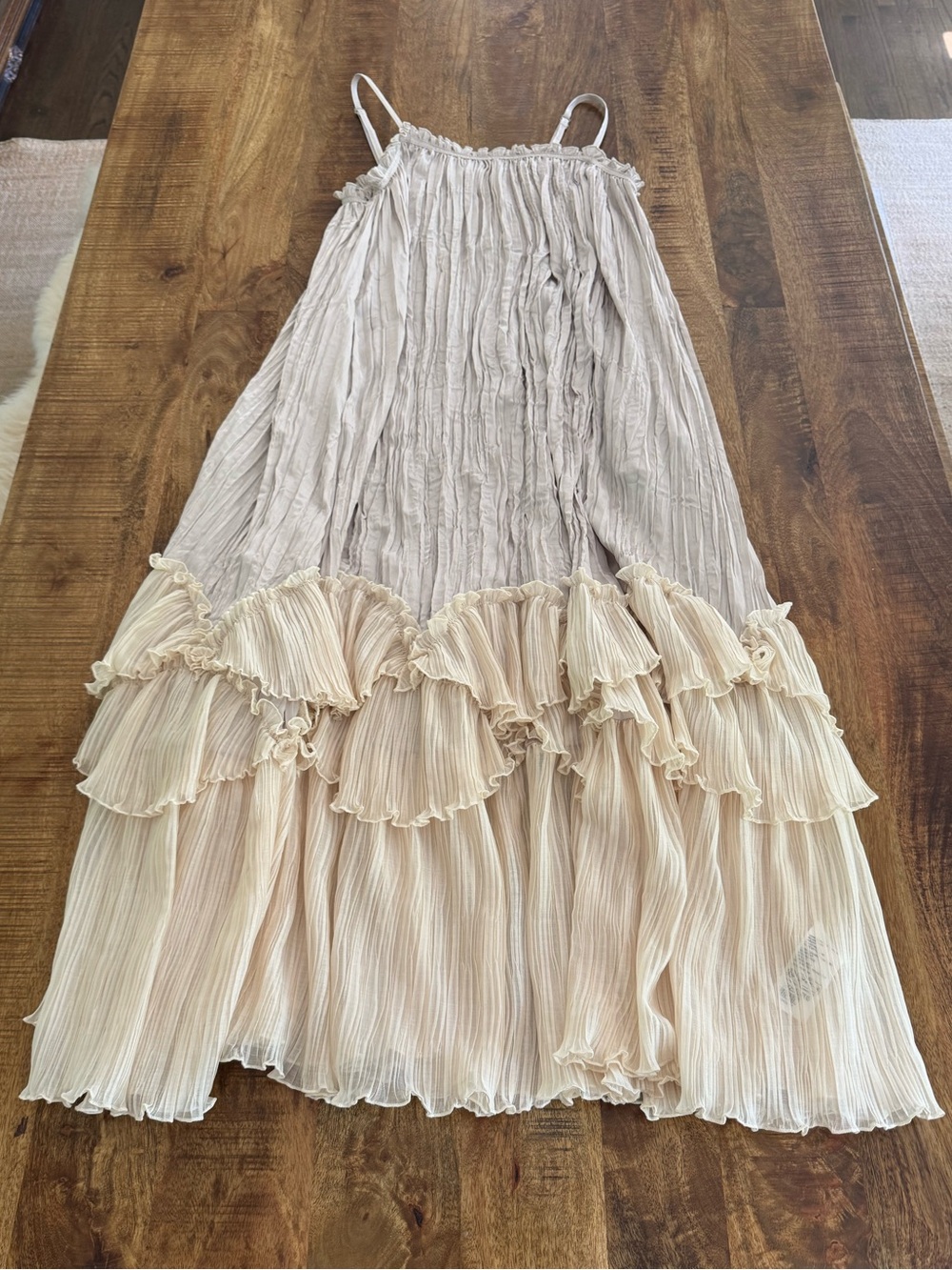 BY ANTHROPOLOGIE SLEEVELESS SQUARE-NECK LAYERED PLISSÉ MAXI DRESS